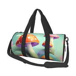 Dreamy Little Mushroom&* Round Large Capacity Foldable Seesack for Women Men, Gym Tote, Sports Duffel., Schwarz , Einheitsgröße von DTGPRO