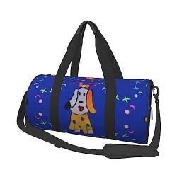 Fantasy Cartoon Dog Round Large Capacity Foldable Duffel Bag for Women Men, Gym Tote, Sports Duffel., Schwarz , Einheitsgröße von DTGPRO