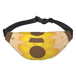 Goldene Sonnenblumen-Hüfttasche, große Größe mit 3 Reißverschlusstaschen. Sie können Handys aller Größen für Outdoor-Übungen tragen., Schwarz , Einheitsgröße von DTGPRO