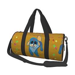 Happy Cartoon Dog Round Large Capacity Foldable Duffel Bag for Women Men, Gym Tote, Sports Duffel., Schwarz , Einheitsgröße von DTGPRO