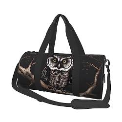 Late Night Owl Round Large Capacity Foldable Duffel Bag for Women Men, Gym Tote, Sports Duffel., Schwarz , Einheitsgröße von DTGPRO