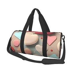 Love Pattern Round Large Capacity Foldable Duffel Bag for Women Men, Gym Tote, Sports Duffel., Schwarz , Einheitsgröße von DTGPRO