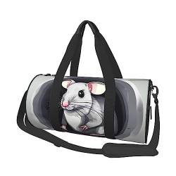 Mouse in The Hole Round Large Capacity Foldable Duffel Bag for Women Men, Gym Tote, Sports Duffel., Schwarz , Einheitsgröße von DTGPRO