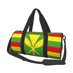 Native Hawaiian Flag & * Round Large Capacity Foldable Seesack for Women Men, Gym Tote, Sports Duffel., Schwarz , Einheitsgröße von DTGPRO