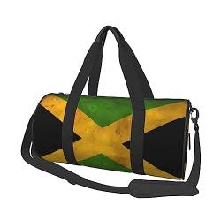 Old Jamaican Flag Round Large Capacity Foldable Duffel Bag for Women Men, Gym Tote, Sports Duffel., Schwarz , Einheitsgröße von DTGPRO