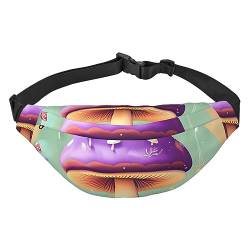 Purple Dream Gürteltasche, Pilz, große Größe mit 3 Reißverschlusstaschen. Sie können Handys aller Größen für Outdoor-Übungen tragen., Schwarz , Einheitsgröße von DTGPRO