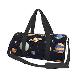 Saturn Jupiter Earth Round Large Capacity Foldable Duffel Bag for Women Men, Gym Tote, Sports Duffel., Schwarz , Einheitsgröße von DTGPRO