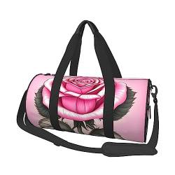 Schöne rosa Rosen, rund, große Kapazität, faltbare Seesack für Damen und Herren, Sporttasche, Sporttasche., Schwarz , Einheitsgröße von DTGPRO