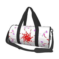 Turning Open Small Flowers Round Large Capacity Foldable Duffel Bag for Women Men, Gym Tote, Sports Duffel., Schwarz , Einheitsgröße von DTGPRO