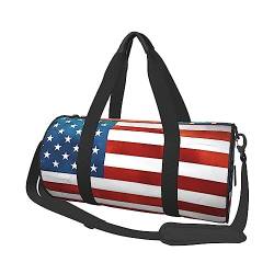 Vintage Amerikanische USA-Flagge, rund, große Kapazität, faltbare Seesack für Damen und Herren, Sporttasche, Sporttasche., Schwarz , Einheitsgröße von DTGPRO