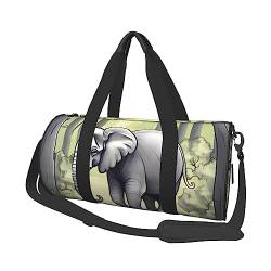 Walking Elephant Round Large Capacity Foldable Duffel Bag for Women Men, Gym Tote, Sports Duffel., Schwarz , Einheitsgröße von DTGPRO