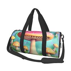 Wonderful Little Mushrooms Round Large Capacity Foldable Duffel Bag for Women Men, Gym Tote, Sports Duffel., Schwarz , Einheitsgröße von DTGPRO