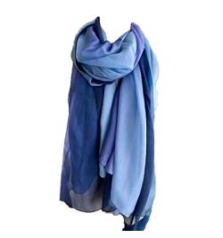 Damen-Schal aus Seide, Farbverlauf, 100 % Maulbeerseide, 190 x 140 cm lang, leicht, Sonnenschutz-Schal, blau, 190*140cm von DTLDWN