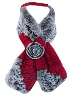 DTLDYG Ein Blümchen Hase Bunny Schal hält im Herbst und Winter warm (Grau-Rot) von DTLDYG