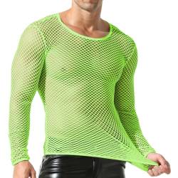 DTODWW Herren Netzhemd, Fischnetz-Tanktop, T-Shirts, durchsichtig, sexy, Rundhalsausschnitt, sexy Muskel-Crop-T-Shirt, Y-grün, XL von DTODWW
