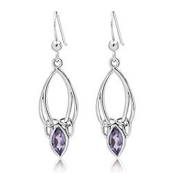 DTPSilver -Damen Haken Ohrringe 925 Sterling Silber - Keltische Dreifaltigkeitsknoten - keltischen Kollektion - Amethyst von DTPsilver