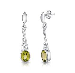 DTPSilver -Damen Schmetterlingsrücken Ohrringe 925 Sterling Silber - Keltische Dreifaltigkeitsknoten - keltischen Kollektion - Peridot von DTPsilver