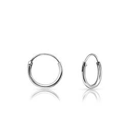 DTPsilver® 925 Sterling Silber Creolen Ohrringe - Klein/Mittelgroße/Groß - Dicke 1.2 mm - Durchmesser: 10 mm von DTPsilver