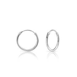 DTPsilver® 925 Sterling Silber Creolen Ohrringe - Klein/Mittelgroße/Groß - Dicke 1.2 mm - Durchmesser: 16 mm von DTPsilver