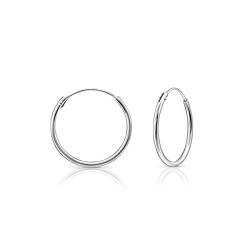 DTPsilver® 925 Sterling Silber Creolen Ohrringe - Klein/Mittelgroße/Groß - Dicke 1.2 mm - Durchmesser: 18 mm von DTPsilver