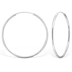 DTPsilver® 925 Sterling Silber Creolen Ohrringe - Klein/Mittelgroße/Groß - Dicke 2 mm - Durchmesser: 80 mm von DTPsilver