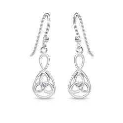 DTPsilver® KLEINE Ohrringe 925 Sterling Silber - Keltischer Dreifaltigkeitsknoten - Ohrringe Messen 9 x 31 mm von DTPsilver