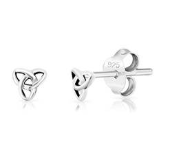 DTPsilver® KLEINE Ohrringe 925 Sterling Silber - Keltischer Dreifaltigkeitsknoten Ohrstecker - Durchmesser 4 mm von DTPsilver