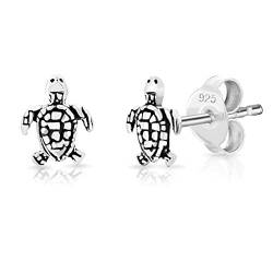 DTPsilver® KLEINE Ohrringe 925 Sterling Silber - Schildkröte Ohrstecker - Messung 5 x 6 mm von DTPsilver