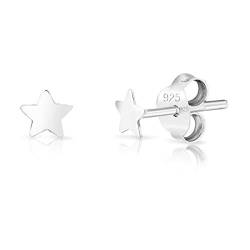 DTPsilver® KLEINE Ohrringe 925 Sterling Silber - Winzige Stern Ohrstecker - Durchmesser: 3.5 mm von DTPsilver