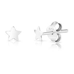 DTPsilver® KLEINE Ohrringe 925 Sterling Silber - Winzige Stern Ohrstecker - Durchmesser: 4 mm von DTPsilver