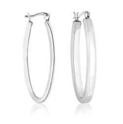 DTPsilver - Damen - Creolen Ovale - Ohrringe 925 Sterling Silber - Dicke 2.5 mm - Breite 16 mm - Länge 43 mm von DTPsilver