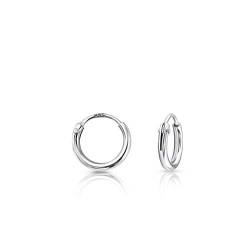 DTPsilver -Damen - Klein Creolen - Ohrringe 925 Sterling Silber Klein Kugel - Dicke 1.2 mm - Durchmesser 8 mm von DTPsilver