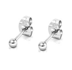 DTPsilver - Damen - Ohrringe 925 Sterling Silber - Kugel Ohrstecker 2 mm von DTPsilver