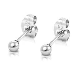 DTPsilver - Damen - Ohrringe 925 Sterling Silber - Kugel Ohrstecker 3 mm von DTPsilver