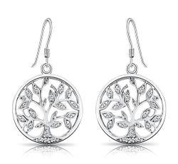 DTPsilver - Damen - Ohrringe 925 Sterling Silber mit Weiß Zirkonia Baum des Lebens von DTPsilver