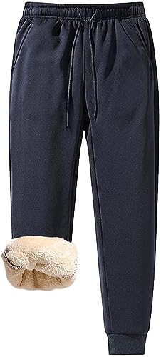 DTREEL Fleece-Jogginghose Mit Bündchen Am Saum (Color : Navy Blue, Size : XL) von DTREEL