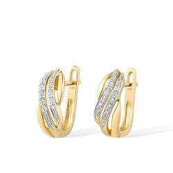 DTREEL Frauen Ohrringe 14K 585 Gold Ohrringe Frauen Brillant Diamant Ohrringe Mode Frauen Hochzeit Party Schmuck von DTREEL