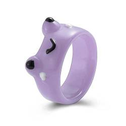 DTREEL Frosch-Ringe aus Kunstharz, niedliche Acryl-Ringe, Mini-Samtring-Box, kreativer Frosch-förmiger Schmuckkasten, Cartoon-Tier, stapelbarer Ring, für Frauen und Mädchen, schlichter, ästhetischer von DTREEL