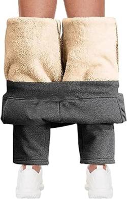 DTREEL Herren Jogginghose Warme Sherpa Gefütterte Sporthose Verdickte Fleece Hosen Mit Taschen Kordelzug Traininghose (Color : Gray, Size : 4XL) von DTREEL