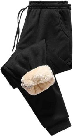 DTREEL Herren Winter Gefütterte Übergroße Jogginghose Jogginghose Freizeithose for Übergrößen (Color : Black, Size : 6XL) von DTREEL