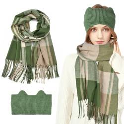 DTYGUIXE Damen Schal Winterschal Quastenschal Weich Herbst Winter Schal Winter Strickschal mit Fransen Warme Schal Modeschal Winter Feinstrick Halstücher mit Mütze für Mutter, Tochter, Freundin von DTYGUIXE