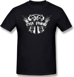 Cm-Punk Logo Herren Basic Kurzarm T-Shirt Casual Baumwolle Soft T Shirts Weiß, Schwarz , 3XL von DUCHE