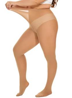 DUCMODA Damen Strumpfhose Elastisch Semi-Blickdicht Strumpfhosen Plus Größen XL-4XL Suntan XXL von DUCMODA