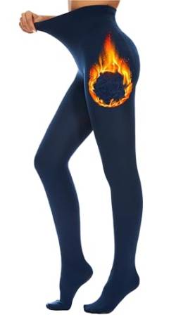 DUCMODA Thermo Strumpfhose Damen Gefütterte Strumpfhosen Blickdicht Thermostrumpfhose Winter Thermounterteile Fleece Leggings Navyblau M von DUCMODA