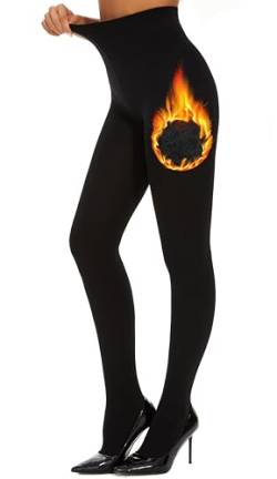 DUCMODA Thermo Strumpfhose Damen Gefütterte Strumpfhosen Blickdicht Thermostrumpfhose Winter Thermounterteile Fleece Leggings Schwarz L von DUCMODA