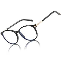 DUCO Blaulichtfilter Brille Damen Superleichter Computerbrille für PC, TV & Handy,Blendung Reduzieren und UV Schutz Ohne Stärke Brille 5213(Schwarz) von DUCO