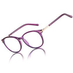 DUCO Blaulichtfilter Brille Damen Superleichter Computerbrille für PC, TV & Handy,Blendung Reduzieren und UV Schutz Ohne Stärke Brille 5213(Violett) von DUCO