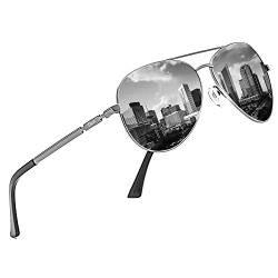 DUCO Coole Fliegerbrille Sonnenbrille Klassische Unisex Pilotenbrille UV400 Filterkategorie 3 3025K (Gestell: Gunmetal, Gläser: Grau) von DUCO
