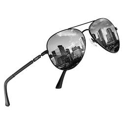 DUCO Coole Fliegerbrille Sonnenbrille Klassische Unisex Pilotenbrille UV400 Filterkategorie 3 3025K (Gestell: Schwarz, Gläser: Grau) von DUCO