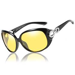 DUCO Damen HD nacht brille für autofahrer frauen Elegante Ovale Nachtfahrbrille 1220 (Schwarz) von DUCO